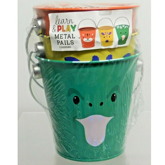 Kids Learn & Play Metal Pails Animal Design, 3 pack NWT - Picture 1 of 4